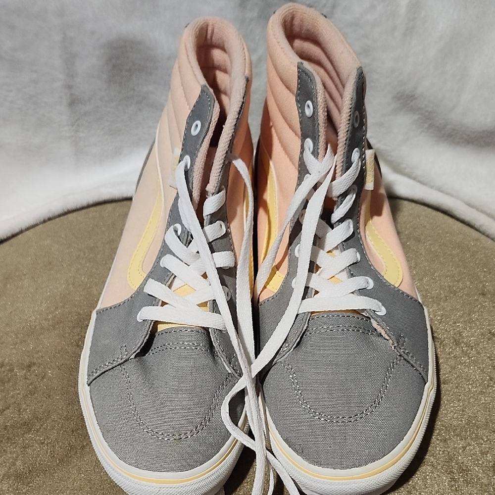 Vans Women's High-Top Sneakers - Pink, Gray, and Yellow
